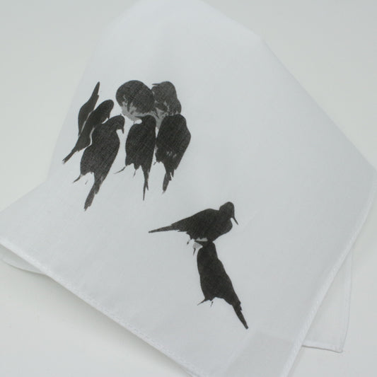 Japanese Crows Cotton Hankie