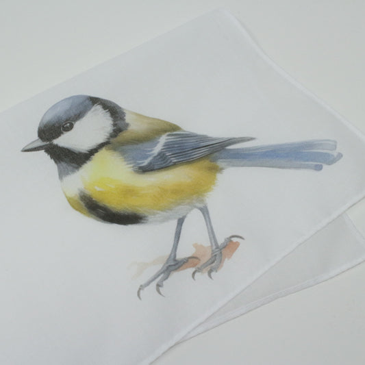 Cotton Pocket Squre hankie Illustration of a bird on a white background