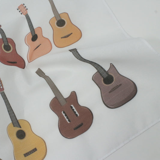 Cotton Hankie UK Pattern of guitars on a white background