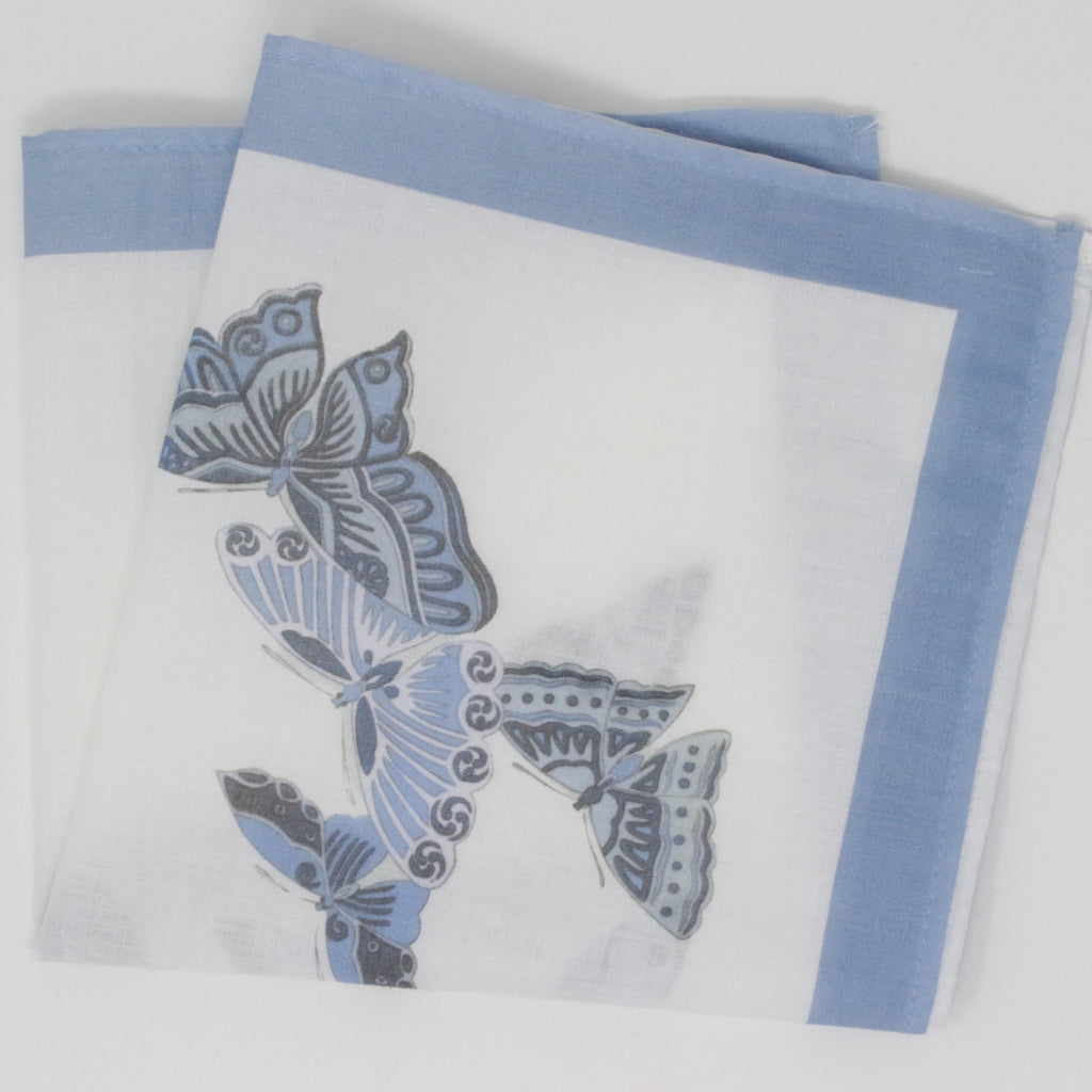 100% Cotton Handkerchief something Blue Butterfly
