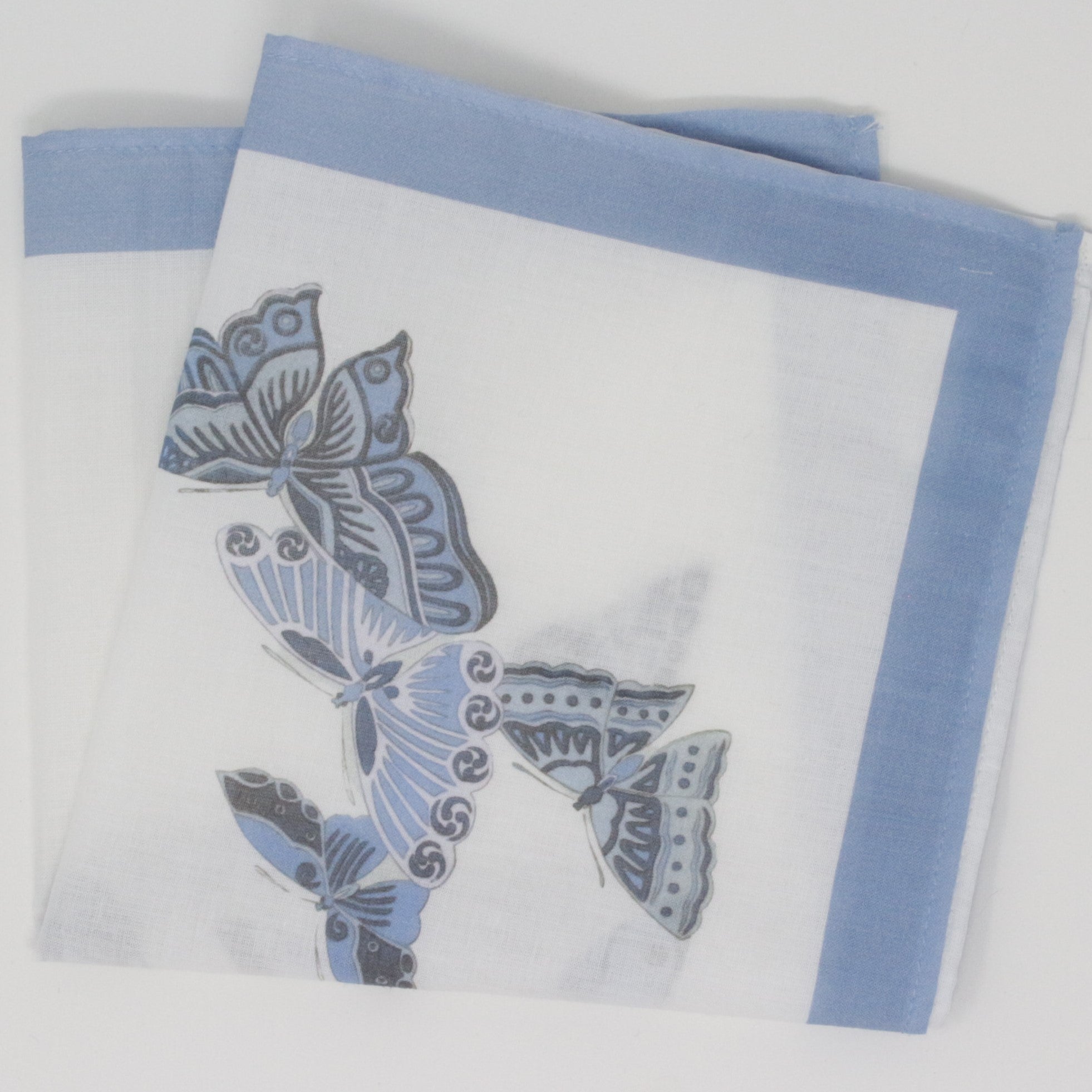 100% Cotton Handkerchief something Blue Butterfly