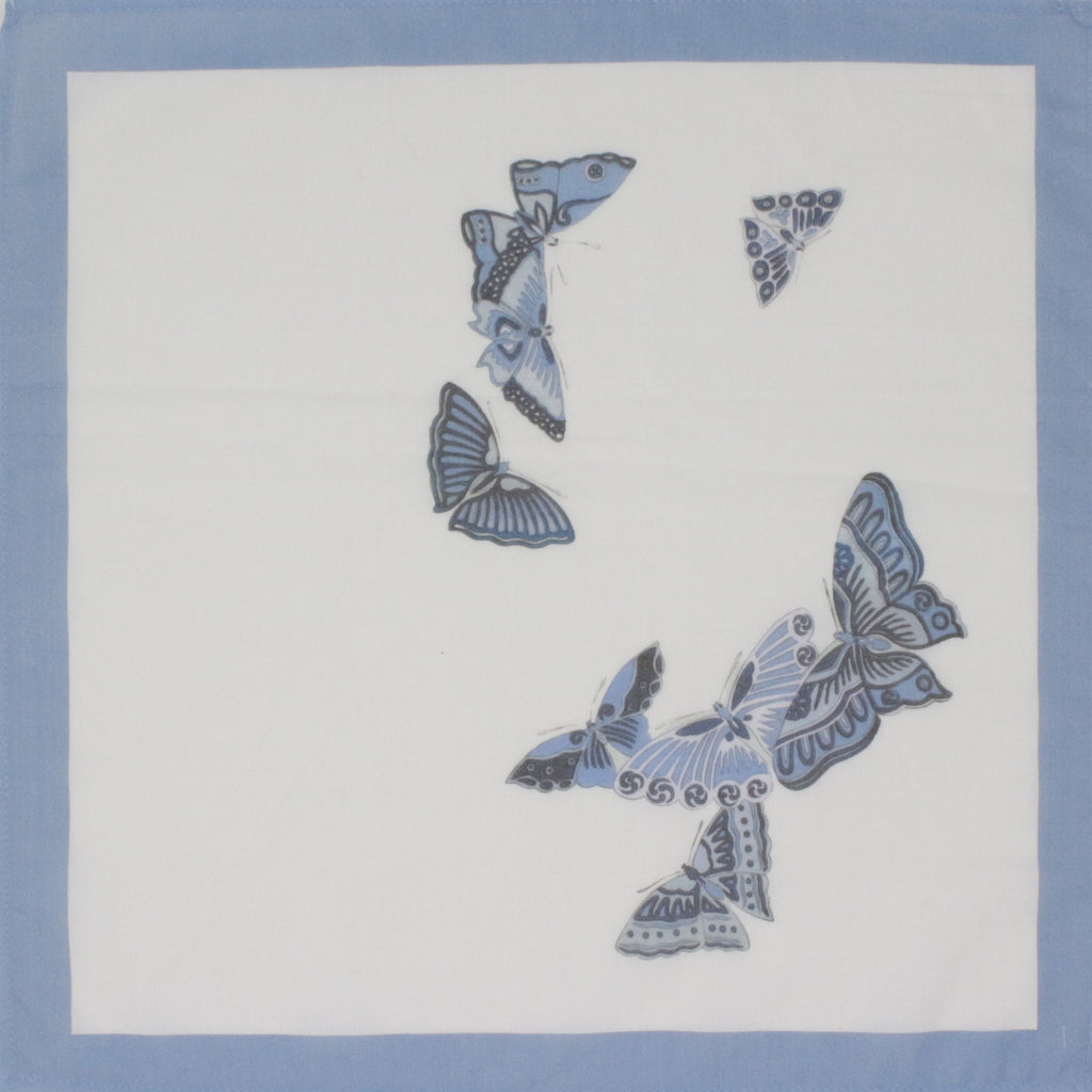 100% Cotton Handkerchief Something Blue Butterflies