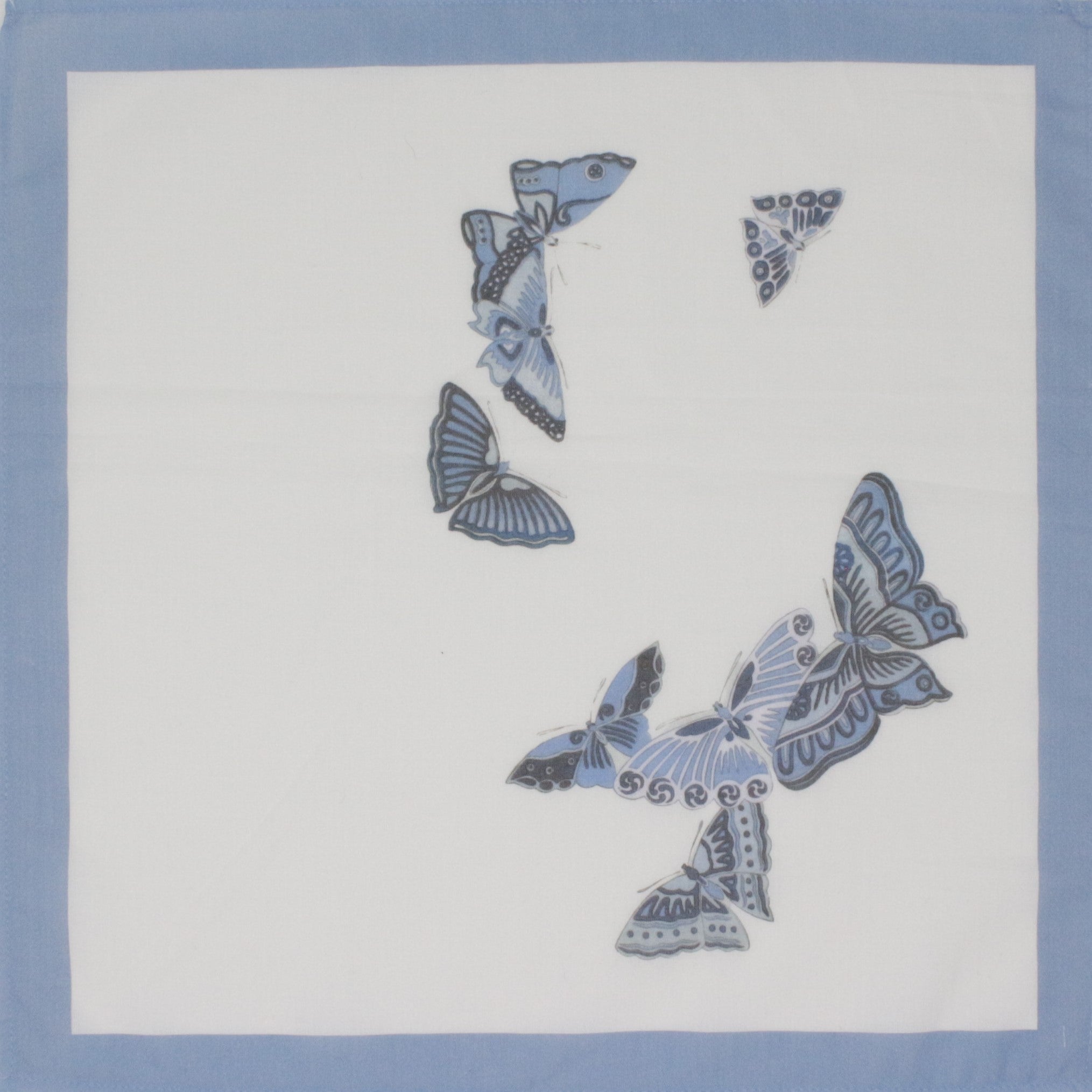 100% Cotton Handkerchief Something Blue Butterflies