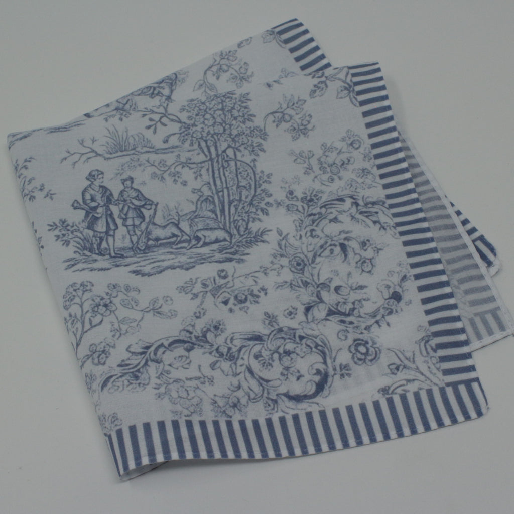 Toile De jouy blue cotton hankie