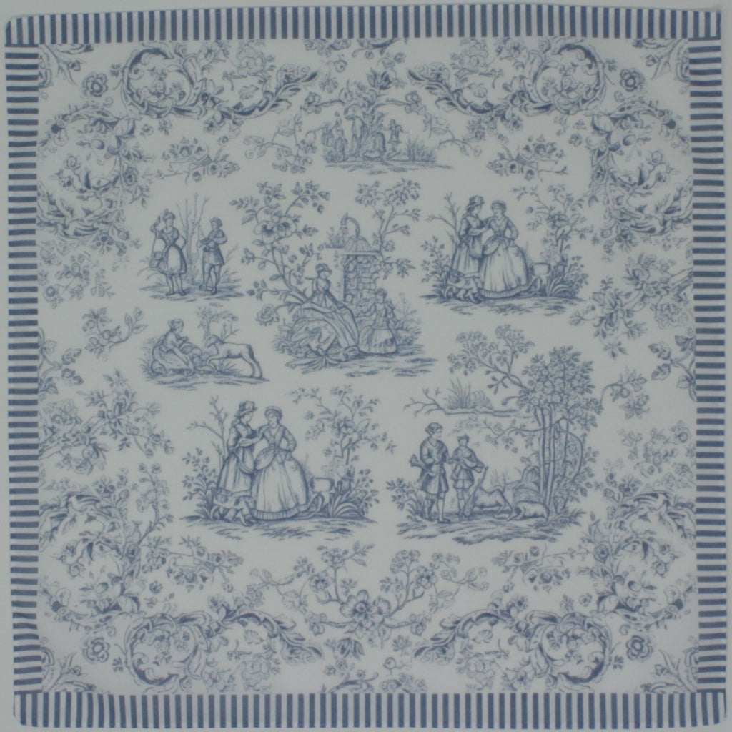 Toile De Jouy Blue Cotton Handkerchief