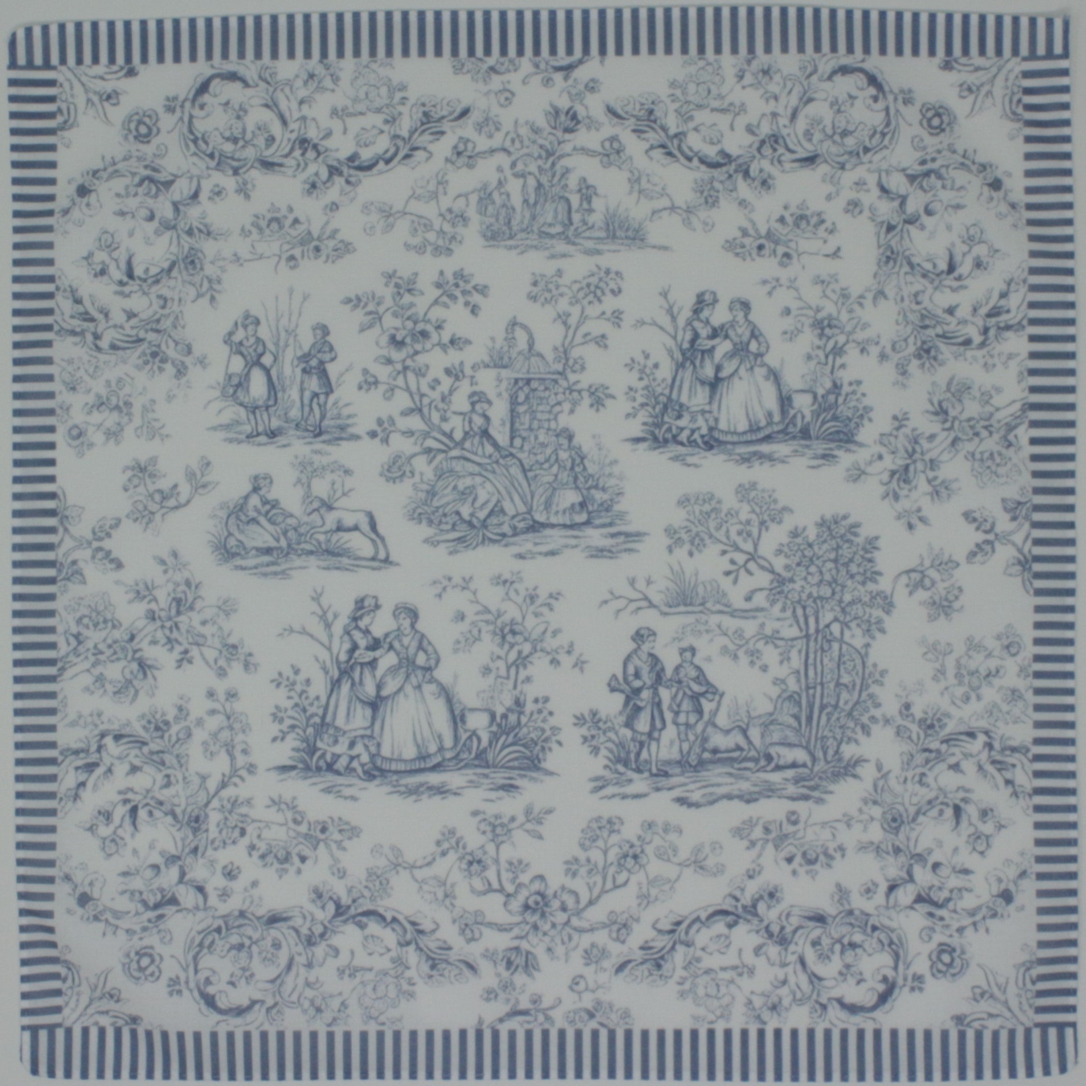 Toile De Jouy Blue Cotton Handkerchief