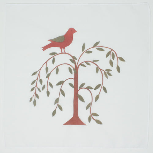 Bird Tree Cotton Hankie Pocket Square