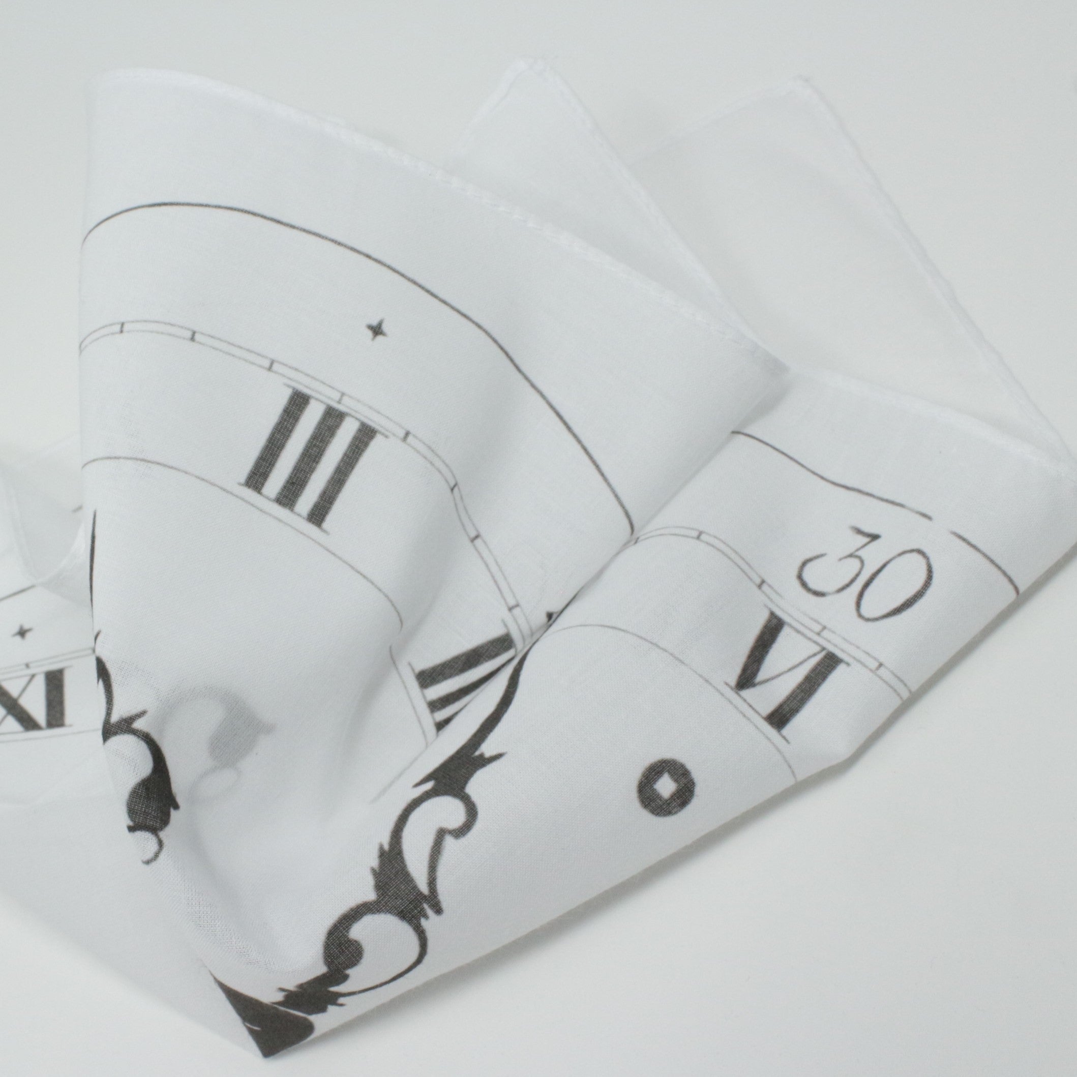 Clock Cotton Pocket Square