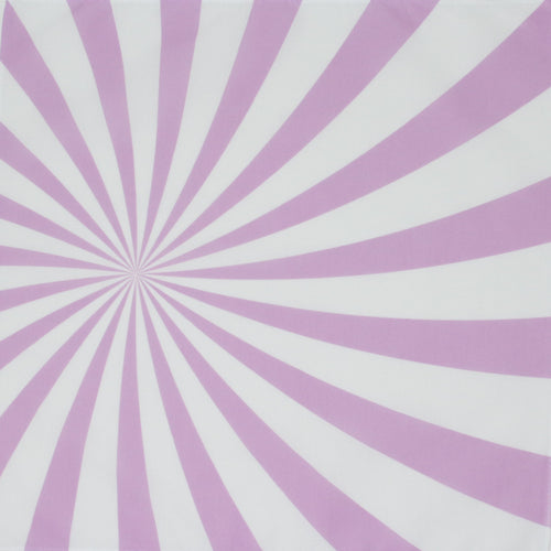 Cotton handkerchief fabric featuring a radial sunburst pattern with alternating lavender-purple and white stripes converging toward the center.