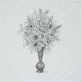 Cotton Handkerchief for ladies women Black and white illustration of a vase with flowers on a light gray background