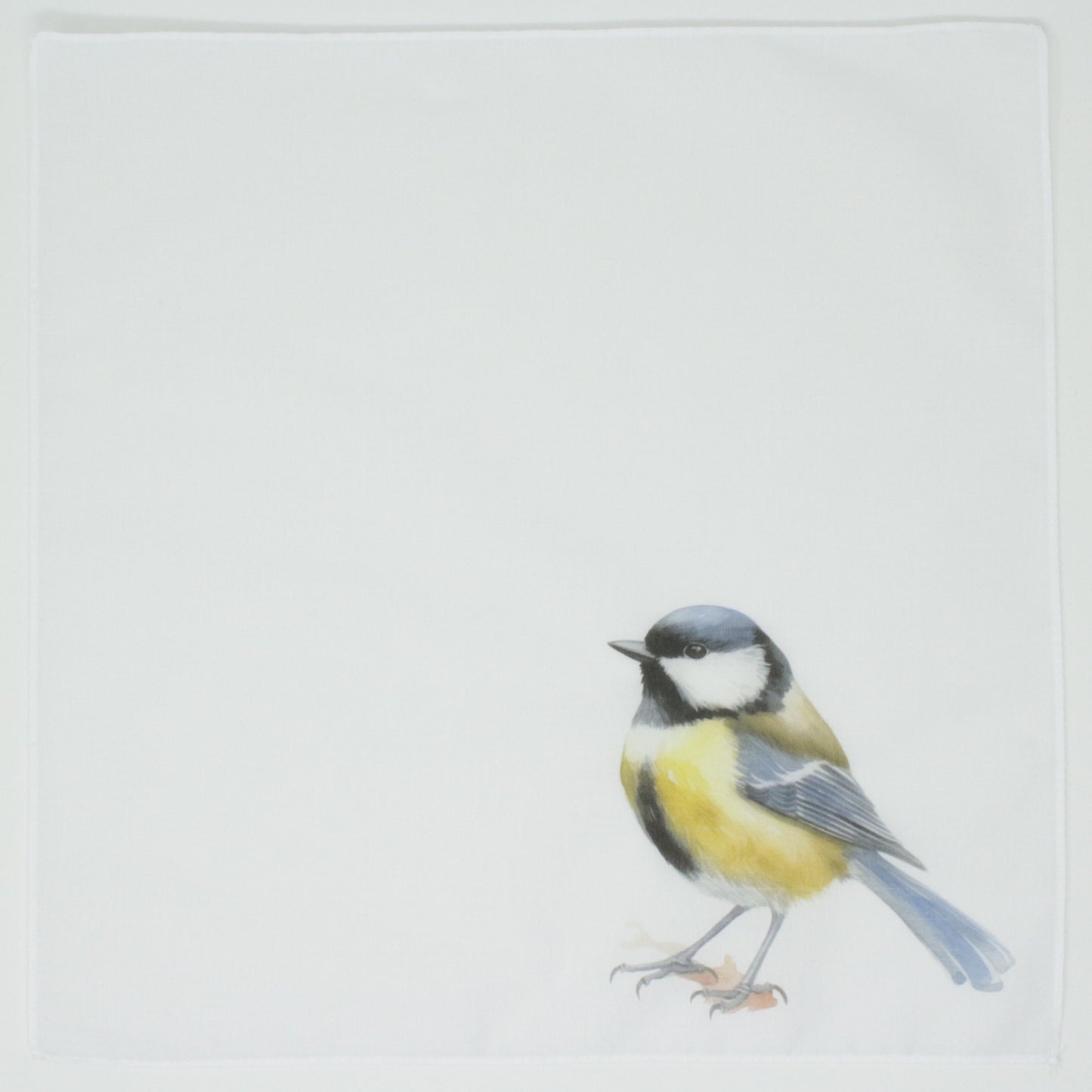 Cotton Handkerchief hankie pocket squre great tit Illustration of a bird on a white background
