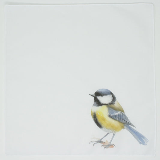 Cotton Handkerchief hankie pocket squre great tit Illustration of a bird on a white background