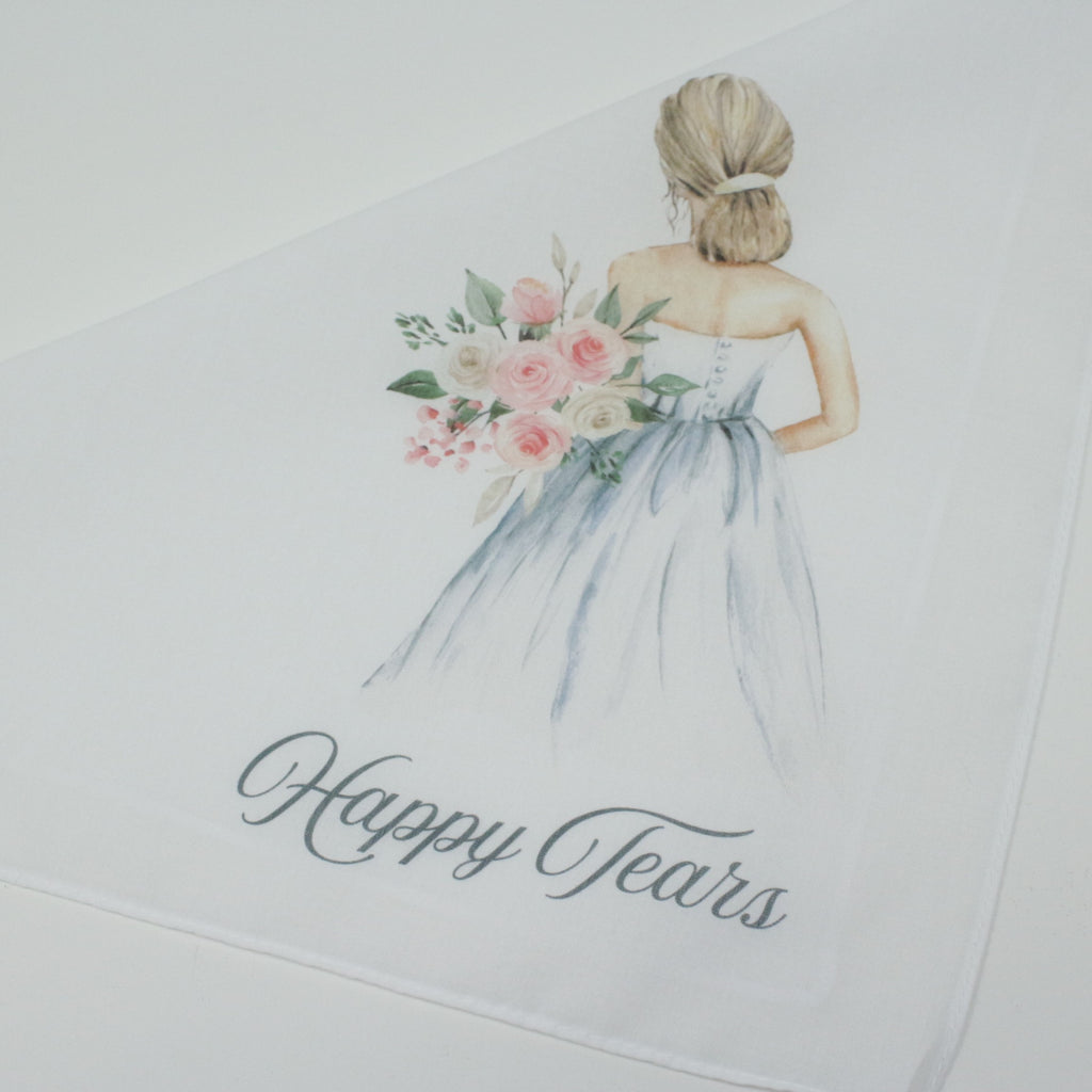 Happy Tears Only Wedding Handkerchief Hankie Bride