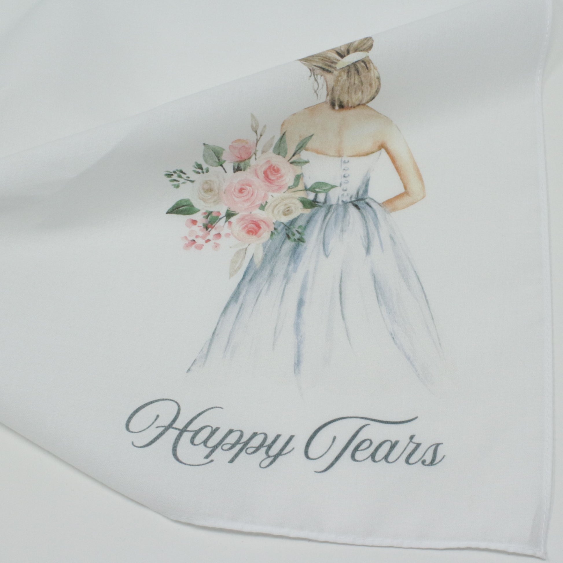 Happy Tears Only Wedding Handkerchief Cotton Hankie Bride