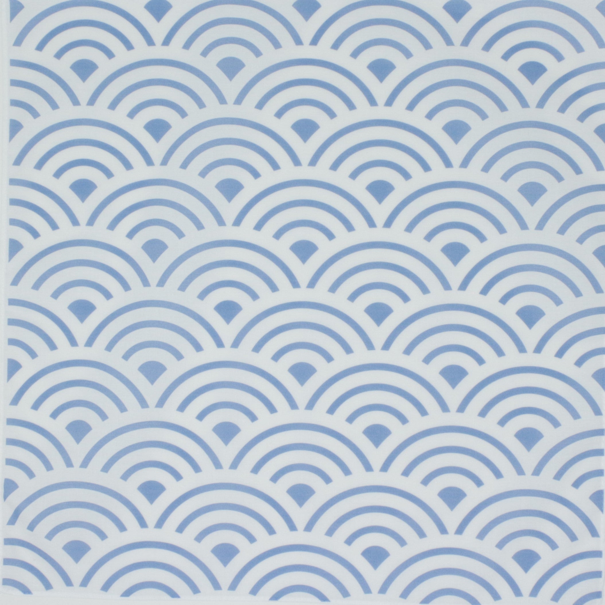Cotton Handkerchief. A repeating blue and white wave pattern with layered semi-circular arches and small diamond shapes, filling the entire frame.