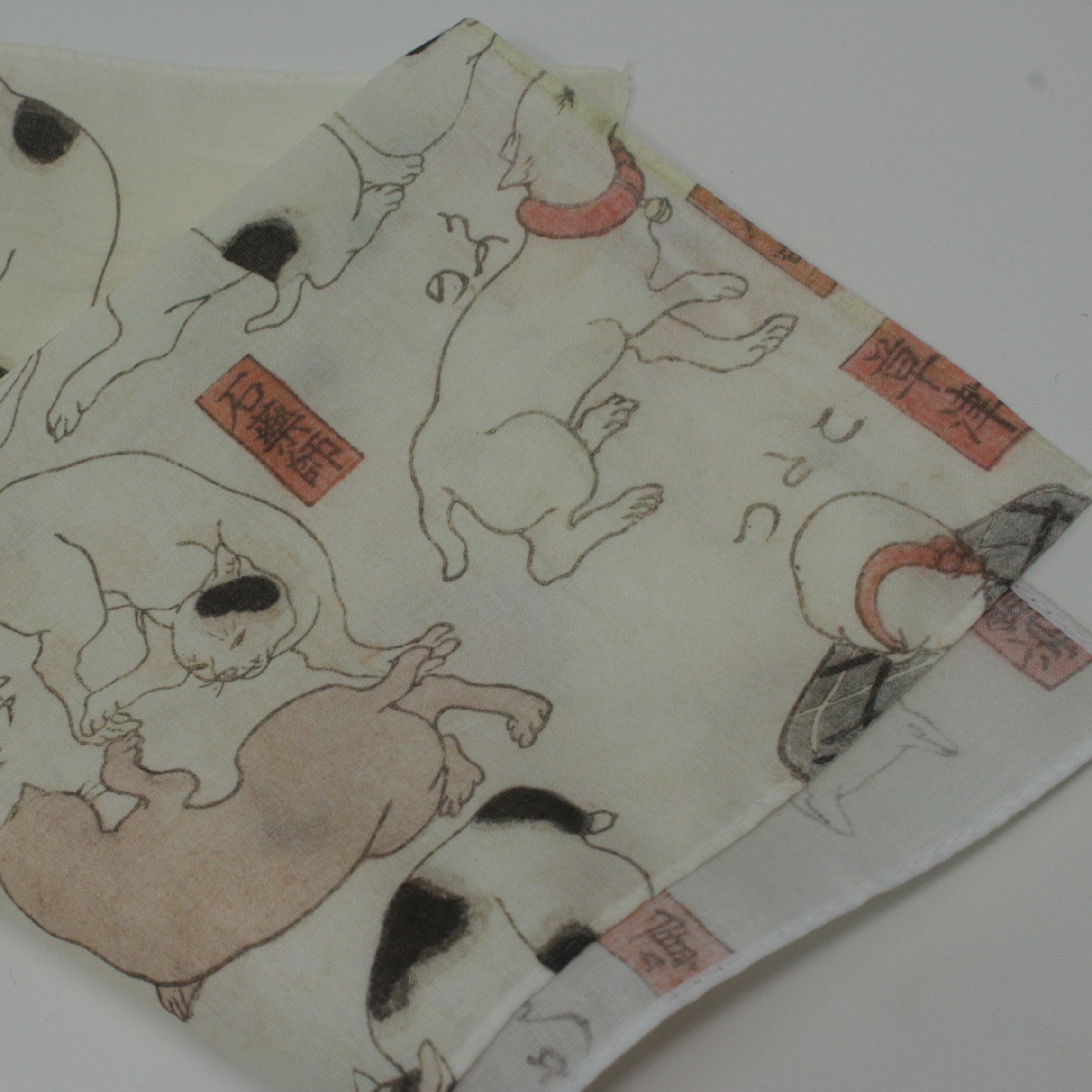 japanese vintage cats cotton handkerchief