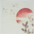 Traditional Japanese artwork with cranes and a red sun on a white background cotton handkerchief pocket square