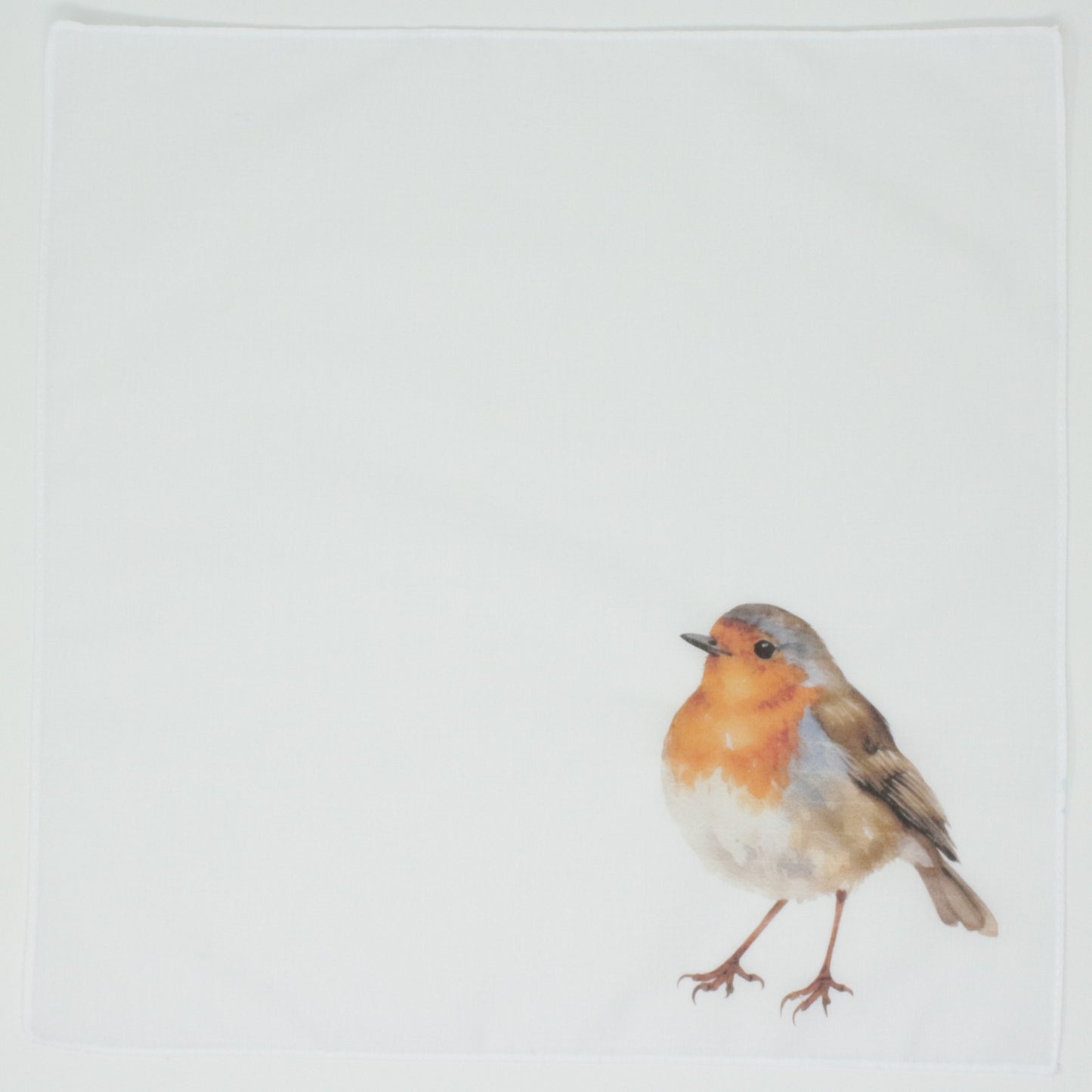 Bird on a white background British Robin Cotton Handkerchief Hankie Pocket Square