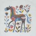 Cotton handkerchiefs. A colorful folk-art style illustration of a horse surrounded by flowers and leaves on a plain white background.