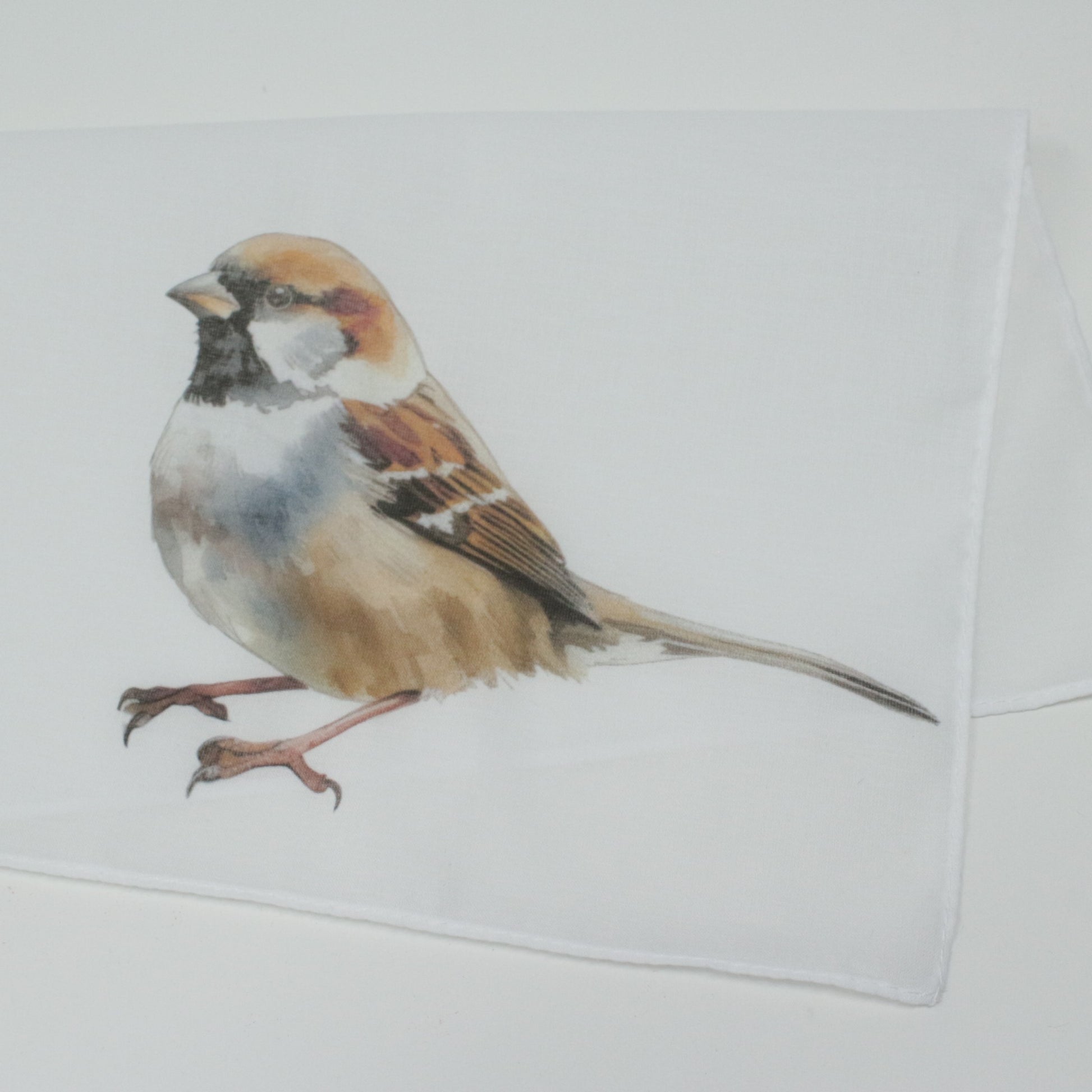Illustration of a sparrow on a white background Cotton Hankie Pocket Square Handkerchief