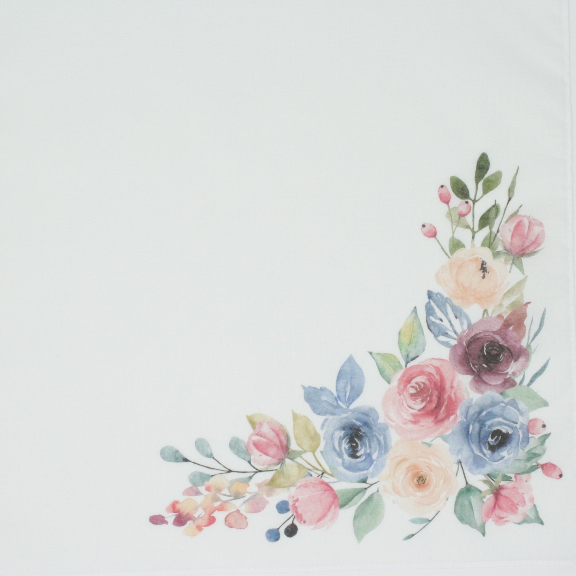watercolours flowers cotton handkerchief pocket square ladies