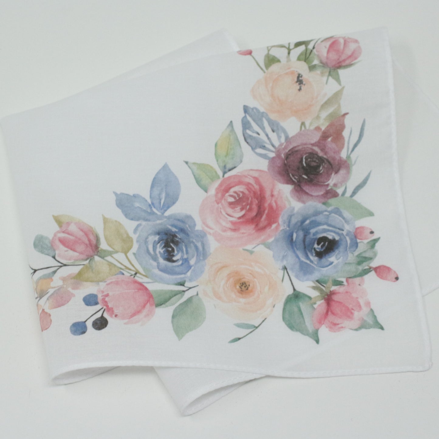 watercolours flowers cotton handkerchief pocket square ladies